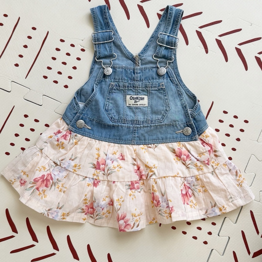 OshKosh B'gosh NWOT Blue Denim and Floral Skirtall
